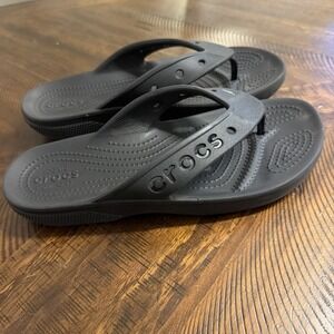 Crocs Unisex Baya Flip Flops Slip On Casual Beach Sandals Black M6/W8